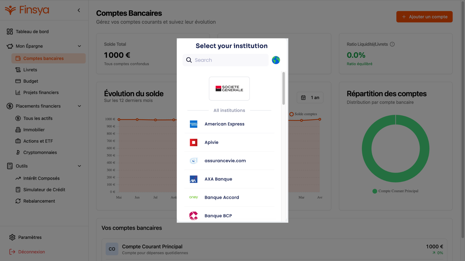 Connection des comptes